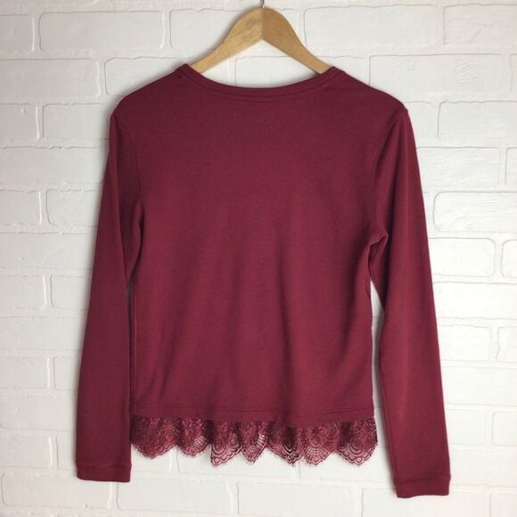 Abercrombie & Fitch Sweatshirt crew neck long sleeves lace embellishments small - Picture 2 of 10